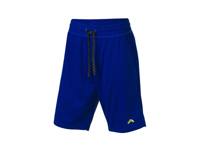 Blauwe sport shorts met trekkoord.