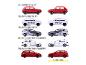 Collectie Golf GTI modelauto's, waaronder MK1, MK7 en MK8 Clubsport, in diverse kleuren.