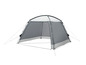 Een grijs Easy Camp tentdoek met een witte Easy Camp logo