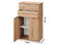 Licht houten effect kast met twee laden en een kast met verstelbare plank, afmetingen 94.8x57.6x32.9cm.
