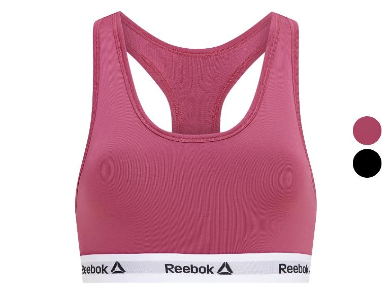 Reebok sportbeha in roze met een witte logoband