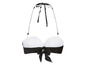 Een witte bikini met zwarte strik