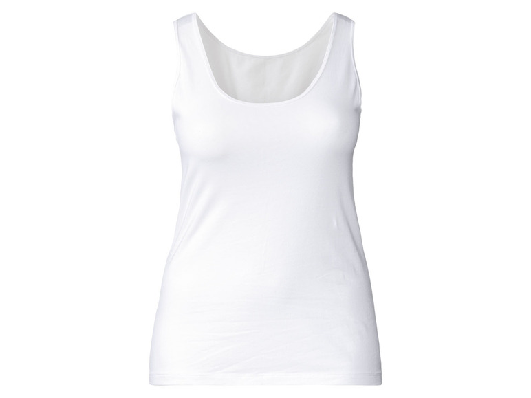 Een wit, mouwloos shirt voor vrouwen.