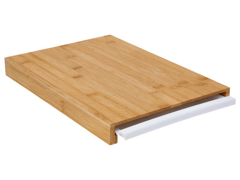 Bamboe snijplank met uitschuifbare witte lade