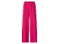 Roze wijde broek met elastische tailleband.