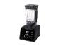 Zwarte blender met transparante kan en digitaal display met bediening