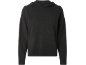 Donkergrijze gebreide hoodie.