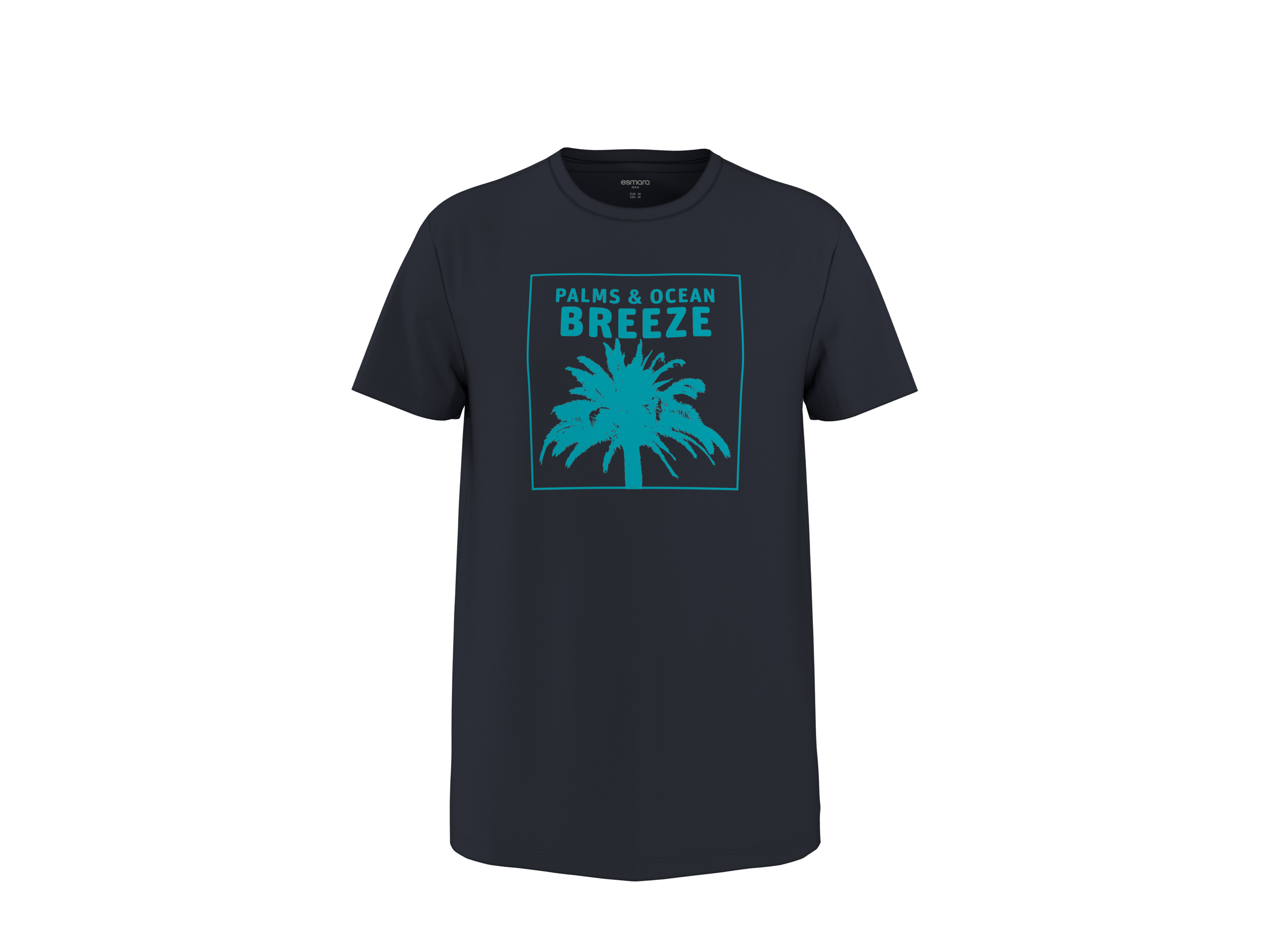 esmara Men Heren T-shirt - 100% katoen (Marineblauw, L)