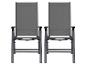Twee grijze opvouwbare tuinstoelen met armleuningen