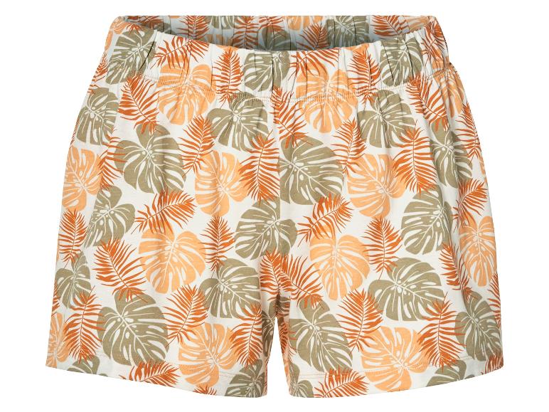 Korte, geprinte shorts met een tropisch bladmotief.