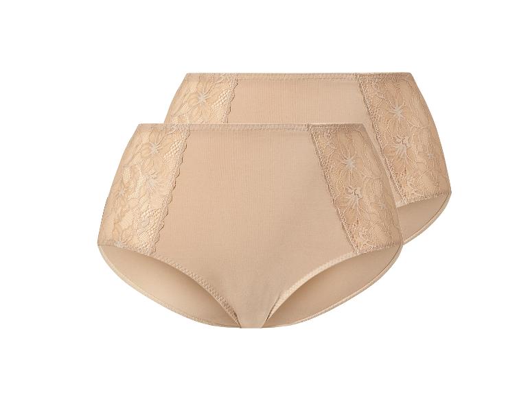 Twee paar beige damesonderbroeken met kant.