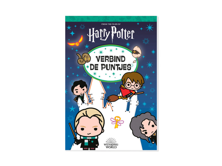 Een Harry Potter punt-tot-punt boek met Harry, Draco en Hermelien.