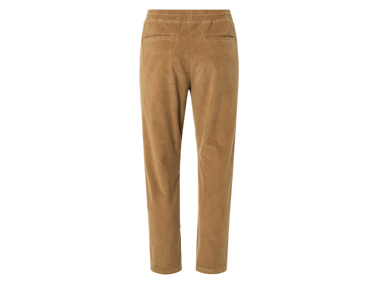 Bruine corduroy broek met elastiek in de taille.