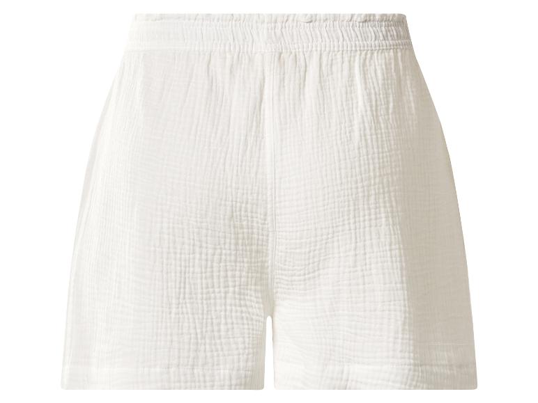 Witte dames shorts met elastische tailleband en gekreukelde textuur