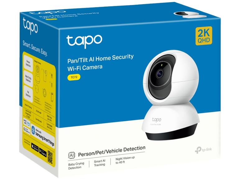 2K QHD Pan/Tilt AI Wi-Fi beveiligingscamera met persoons-/huisdier-/voertuigdetectie.