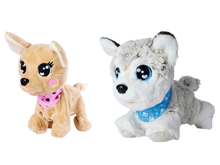 Twee knuffels: een chihuahua en een husky.
