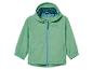 Een lichtgroen jack met capuchon voor kinderen met 'Outdoor Fun' logo.