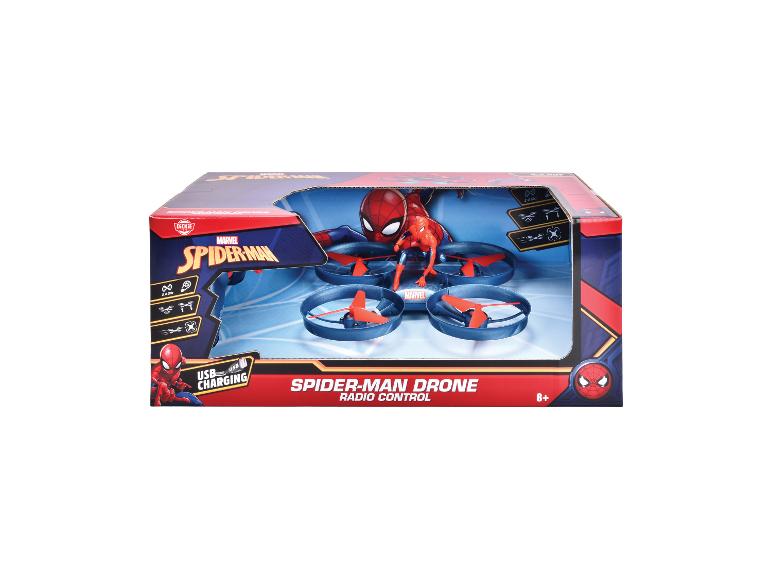 Marvel Spider-Man drone in verpakking, met USB-opladen en radiografische besturing.