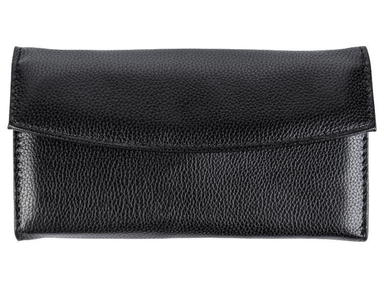 Zwarte portemonnee of clutch van getextureerd leer met klepsluiting