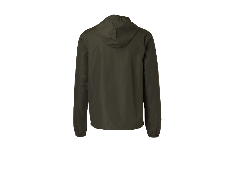 Olijfgroene hoodie, achterkant.