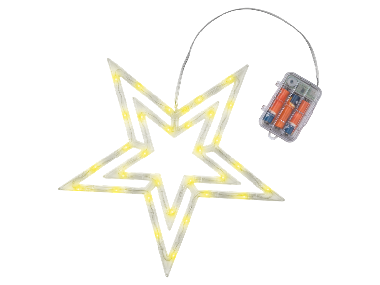 LED-lichtster met batterijhouder, ideaal voor kerstdecoraties.