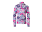 Dames longsleeve shirt met kleurrijk abstract patroon en rits.