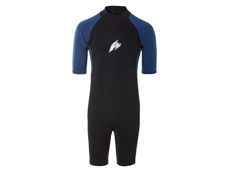 Kort wetsuit met korte mouwen, zwart en blauw.