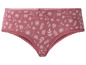 Een roze onderbroek met bloemenprint en kant.