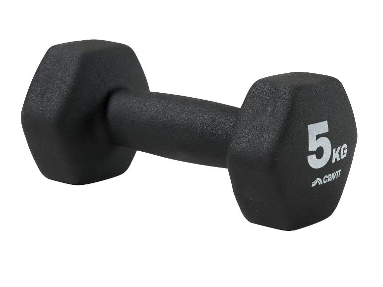 Zwarte 5 kg halter met Crivit-logo.