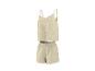 Beige tweedelig pyjamaset met spaghettibandjes top en shorts