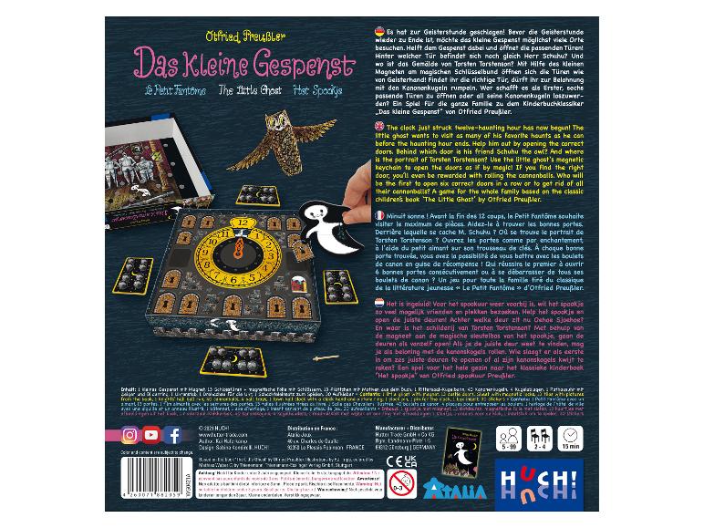 Bordspel: Het Spookje, klok, deuren, knikkers.