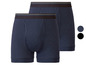 Twee donkerblauwe boxershorts met zwarte en groene band.