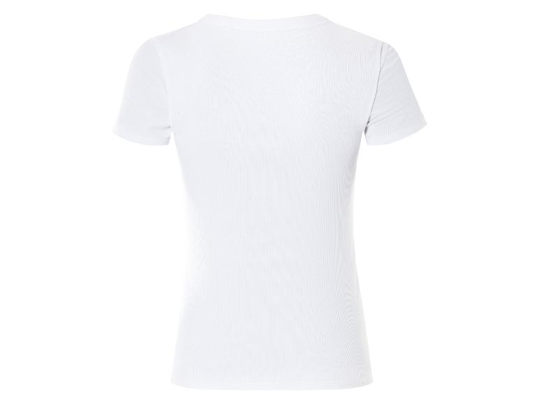 Witte geribbelde t-shirt met korte mouwen.