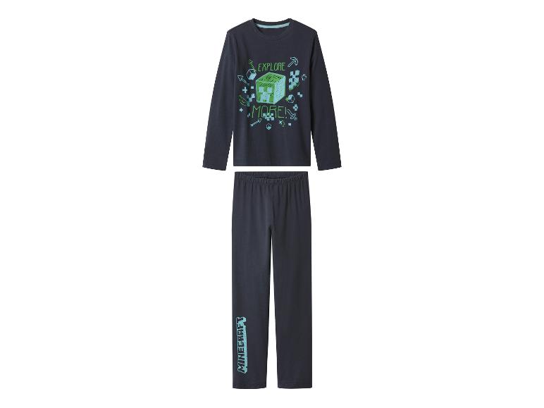 Minecraft kinderpyjama met lange mouwen en de tekst 'EXPLORE MORE'.