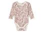 Baby body met lange mouwen, roze bloemenprint.