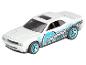 Een witte Hot Wheels Mopar Dodge Challenger met blauwe accenten.