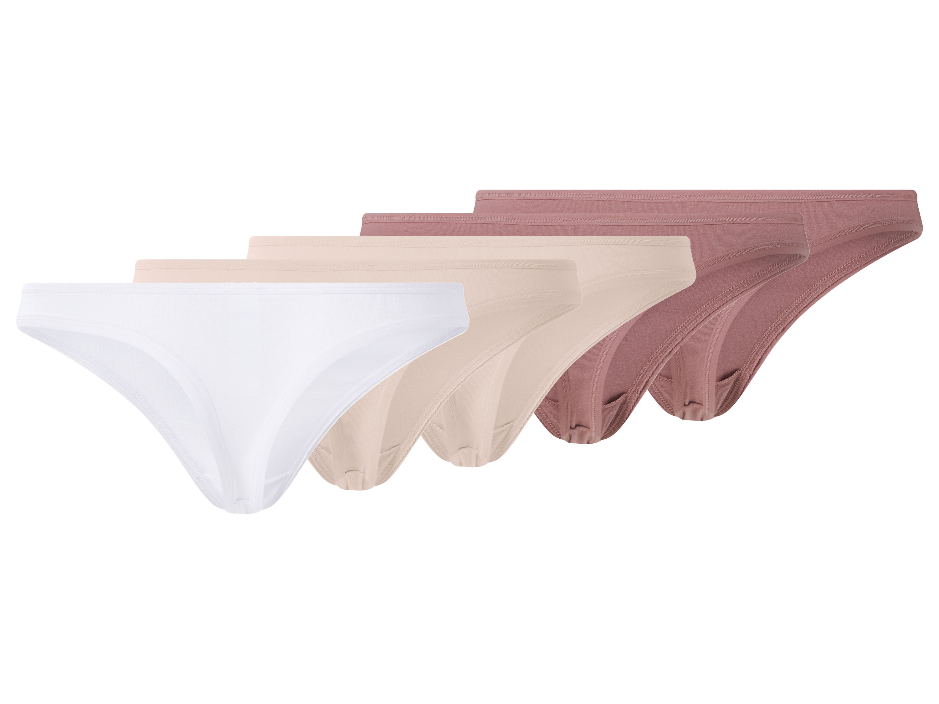 esmara Set van 5 dames strings (Roze/beige/wit, XS (32/34))