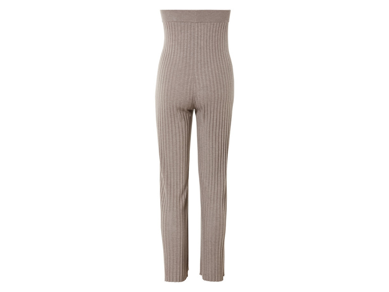 Beige gebreide broek met hoge taille.