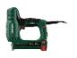 Groene elektrische tacker met zwart handvat en rode details, voor type 55 en 47.