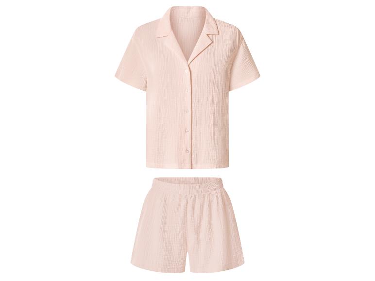 Lichtroze pyjamaset met korte mouwen, knoopsluiting en korte broek