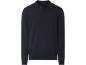 Donkerblauw poloshirt met lange mouwen voor heren met een knoopsluiting met drie knopen.