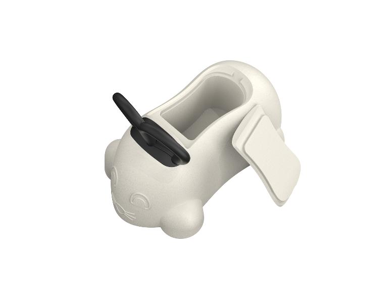 Witte kinderloopauto met zwart stuur