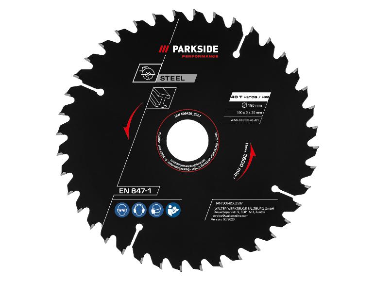 Cirkelzaagblad voor staal 190 mm, 40 tanden, max. 2600 tpm.