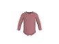 Roze baby romper met lange mouwen.