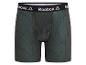 Groene Reebok herenboxershorts met een zwarte tailleband en golvend patroon.