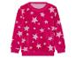 Een roze sweater met witte sterrenprint.