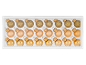 Een doos met 24 gouden kerstballen in drie verschillende texturen: glitter, mat en glanzend.