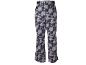 Grijze en zwarte camouflage skibroek met patroon.