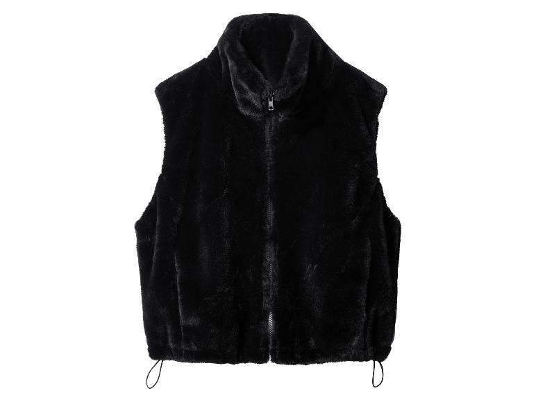 Zwart imitatiebont vest met rits