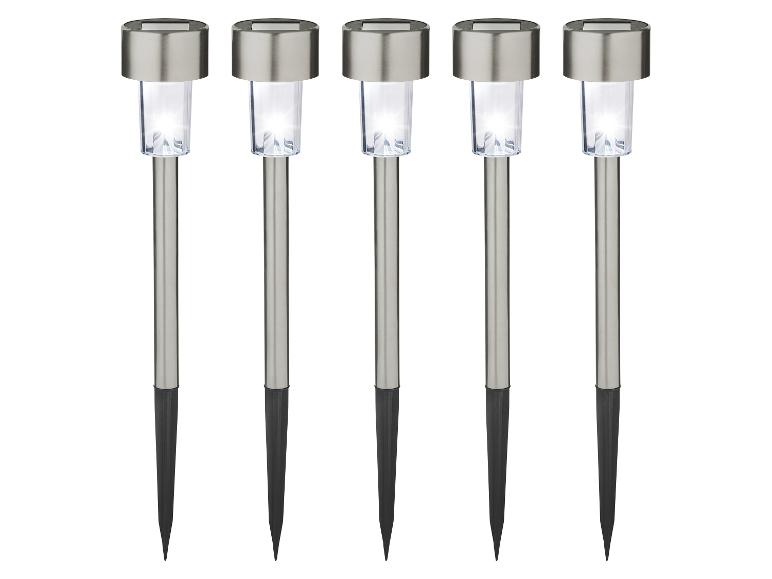 Set van 5 roestvrijstalen solar tuinlampen